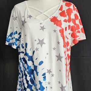 Roshop Women's Star Print V-Neck Top